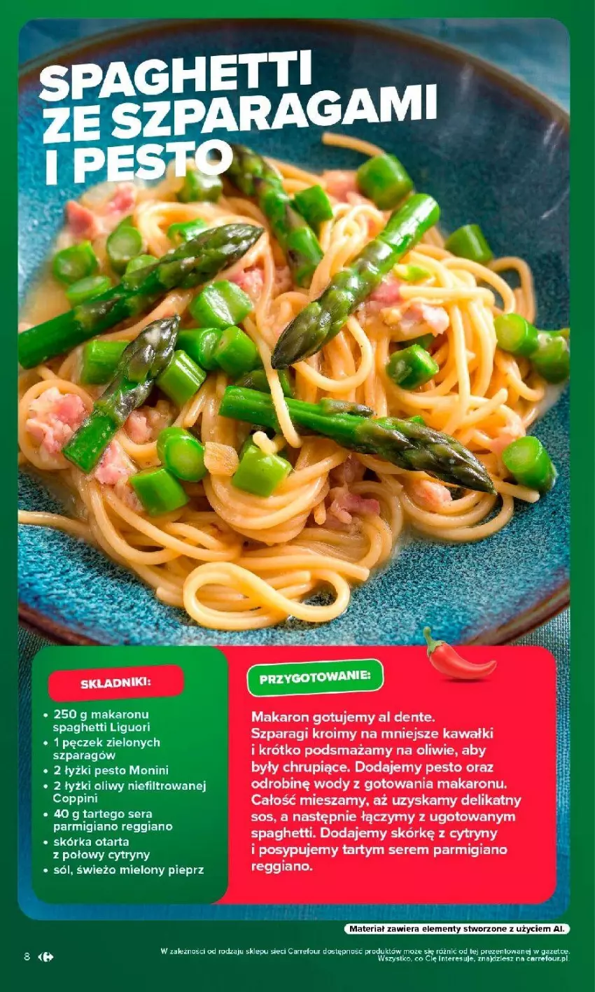 Gazetka promocyjna Carrefour - Gazetka Kuchnia włoska w SUMIE przez cały rok - ważna 10.08 do 22.08.2026 - strona 8 - produkty: Cytryny, Kawa, Makaron, Monini, Pesto, Pieprz, Ser, Sól, Sos, Spaghetti, Tarta