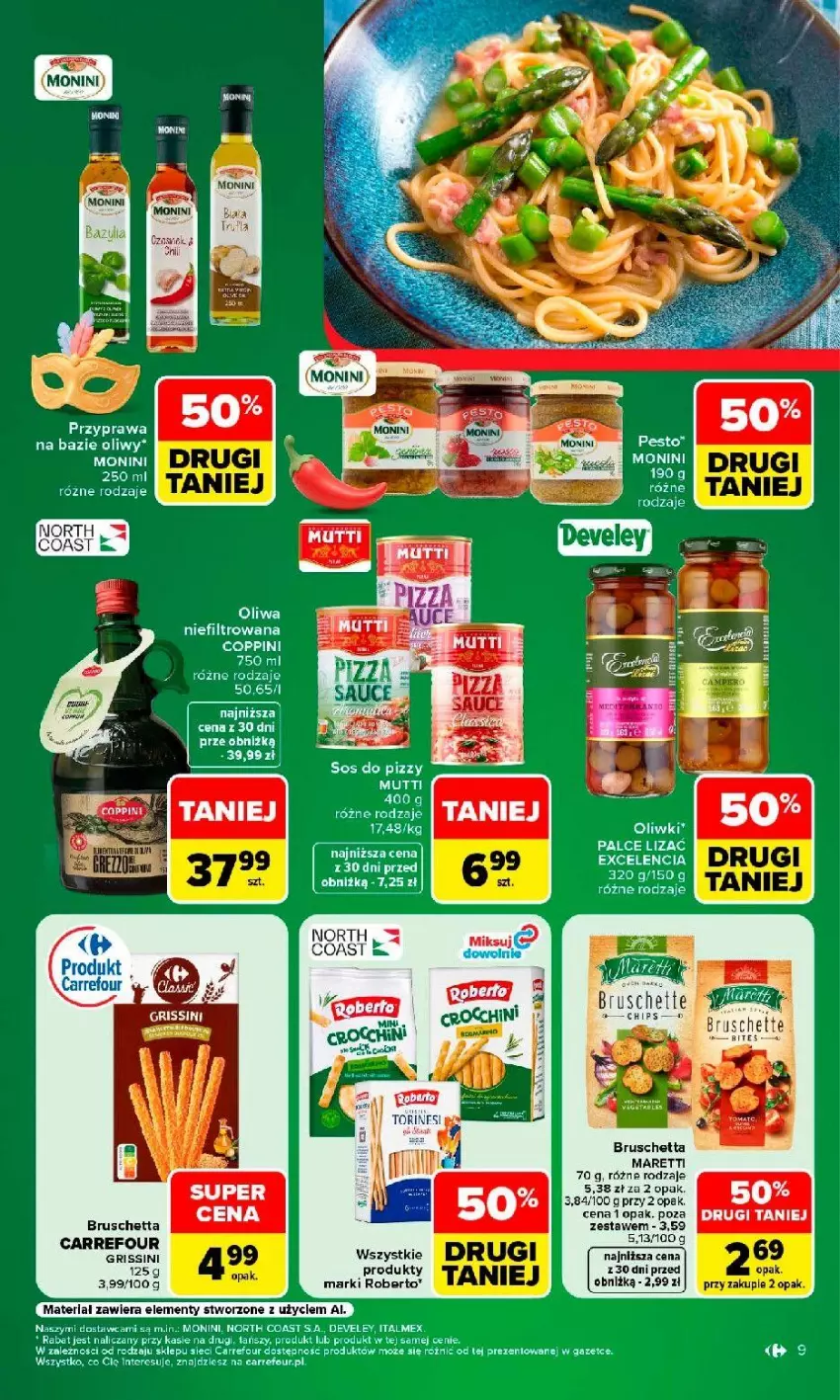 Gazetka promocyjna Carrefour - Gazetka Kuchnia włoska w SUMIE przez cały rok - ważna 10.08 do 22.08.2026 - strona 9 - produkty: Fa, Grissini, Monini, Oliwki, Ser, Sos, Sos do pizzy