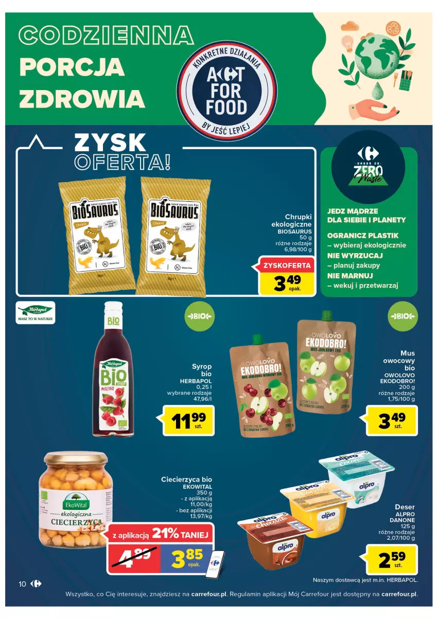 Gazetka promocyjna Carrefour - Gazetka Carrefour - ważna 19.04 do 30.04.2022 - strona 10 - produkty: Alpro, Danone, Deser, Gra, Herbapol, Ser, Syrop