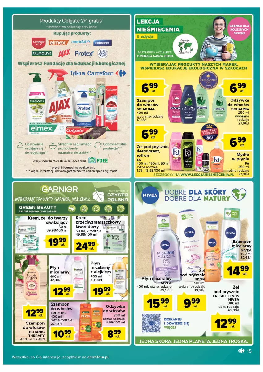 Gazetka promocyjna Carrefour - Gazetka Carrefour - ważna 19.04 do 30.04.2022 - strona 15 - produkty: Colgate, Fructis, Garnier, Gra, LG, Nivea, Odżywka, Olej, Palmolive, Płyn micelarny, Szampon