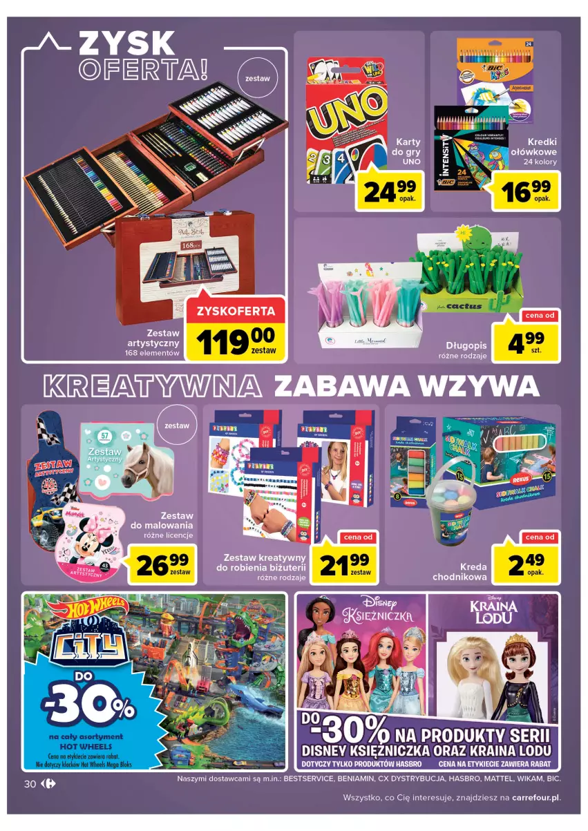 Gazetka promocyjna Carrefour - Gazetka Carrefour - ważna 19.04 do 30.04.2022 - strona 30 - produkty: BIC, Chodnik, Disney, Długopis, Hasbro, Mattel, Mega Bloks, Ser