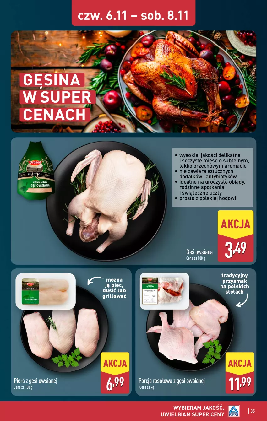 Gazetka promocyjna Aldi - Pełna oferta - ważna 03.11 do 08.11.2025 - strona 35 - produkty: Gęś owsiana, Grill, Mięso, Piec, Por, Sok