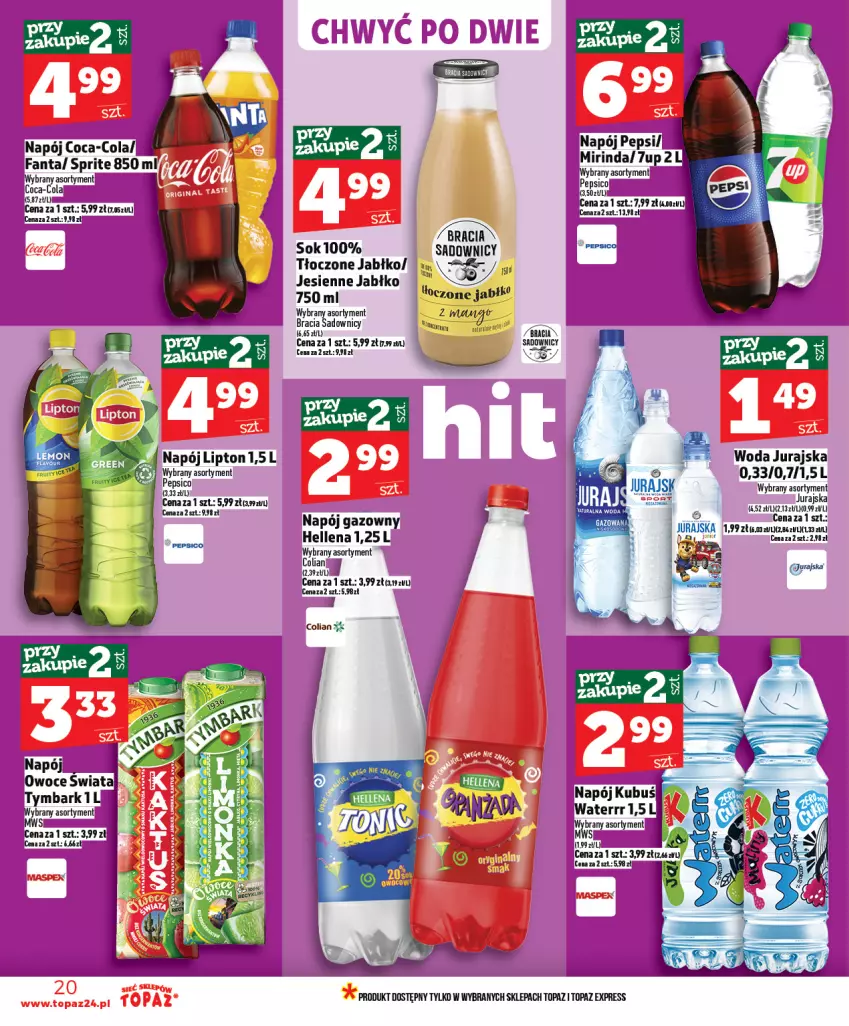 Gazetka promocyjna Topaz - Gazetka - ważna 05.03 do 11.03.2026 - strona 20 - produkty: Hellena, Lipton, Napój, Sok, Top, Woda