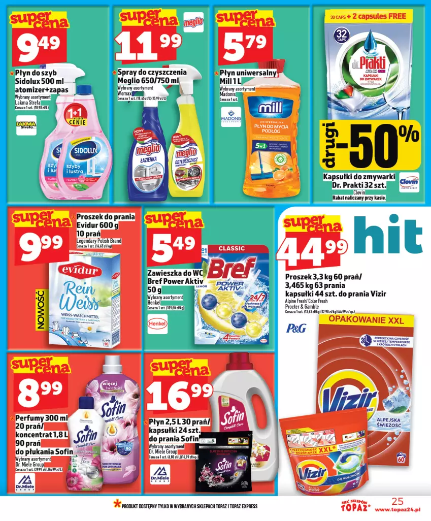 Gazetka promocyjna Topaz - Gazetka - ważna 05.03 do 11.03.2026 - strona 25 - produkty: Bref, Płyn do szyb, Sidolux, Top, Vizir, Zawieszka do wc, Zmywarki