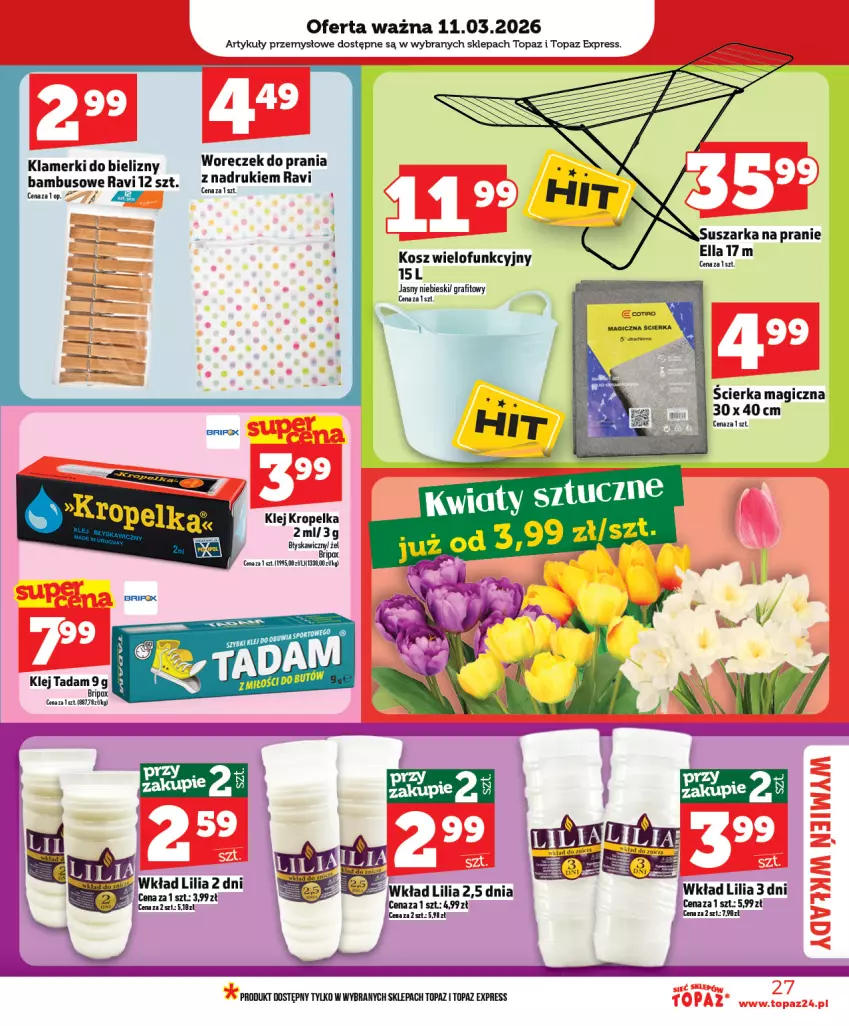 Gazetka promocyjna Topaz - Gazetka - ważna 05.03 do 11.03.2026 - strona 27 - produkty: Gra, Klej, Kosz, Top, Woreczek