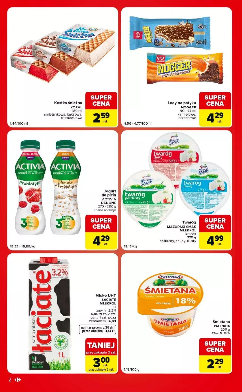Gazetka promocyjna Carrefour - Gazetka Carrefour Market w SUMIE ekspresowe zakupy - ważna 21.07 do 27.07.2026 - strona 2 - produkty: Danone, Jogurt, Kakao, Lody, Mleko, Piątnica, Por, Twaróg, Twaróg półtłusty
