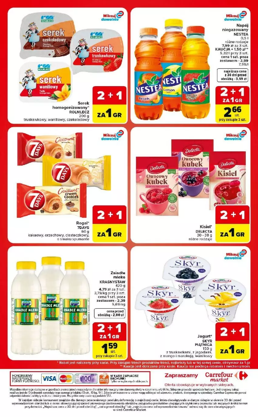 Gazetka promocyjna Carrefour - Gazetka Carrefour Market w SUMIE ekspresowe zakupy - ważna 21.07 do 27.07.2026 - strona 8 - produkty: Delecta, Fa, Jogurt, Kakao, Kisiel, Kubek, Napój, Napój niegazowany, Nestea, Piątnica, Rogal, Rolmlecz, Ser, Serek, Serek homogenizowany, Stek