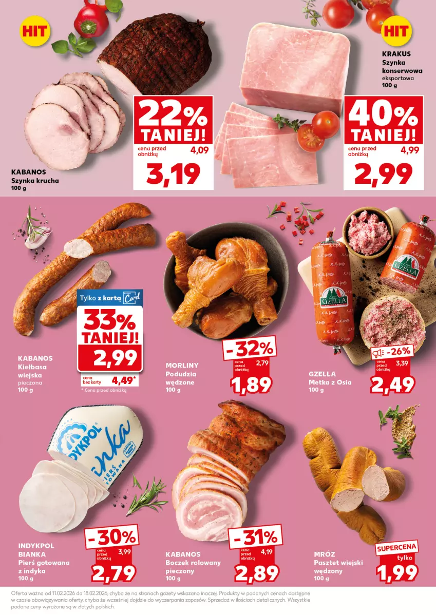 Gazetka promocyjna Kaufland - Mocny Start - ważna 16.02 do 18.02.2026 - strona 15 - produkty: Kabanos, Krakus, Por, Ser, Sport, Szynka, Szynka konserwowa