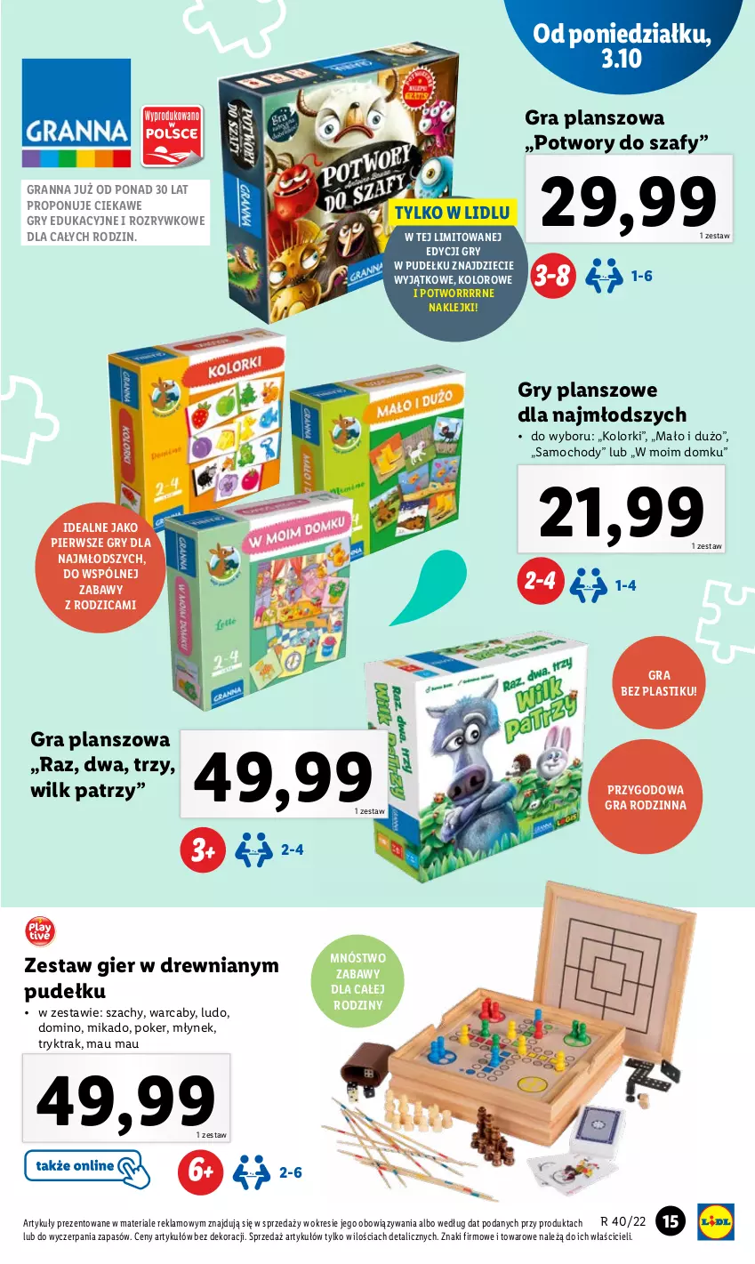 Gazetka promocyjna Lidl - GAZETKA - ważna 03.10 do 08.10.2022 - strona 15 - produkty: Dzieci, Gra, Gry, Klej, Młynek, Szachy