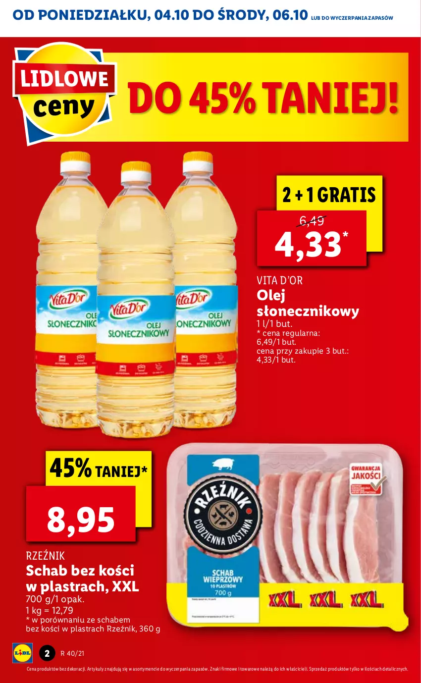 Gazetka promocyjna Lidl - GAZETKA - ważna 04.10 do 06.10.2021 - strona 2 - produkty: Gra, Olej, Olej słonecznikowy, Por, Schab bez kości