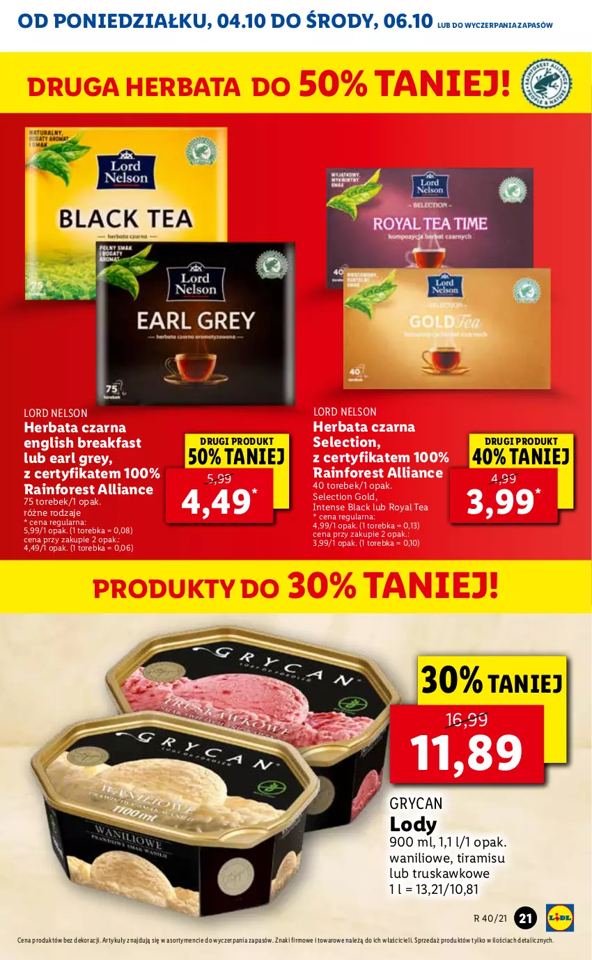 Gazetka promocyjna Lidl - GAZETKA - ważna 04.10 do 06.10.2021 - strona 21 - produkty: Earl Grey, Fa, Gry, Herbata, Herbata czarna, Lack, Lody, Torebka