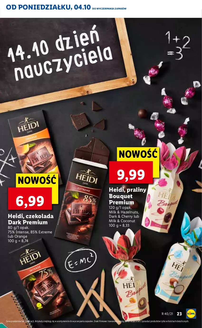 Gazetka promocyjna Lidl - GAZETKA - ważna 04.10 do 06.10.2021 - strona 23 - produkty: Czekolada, Praliny