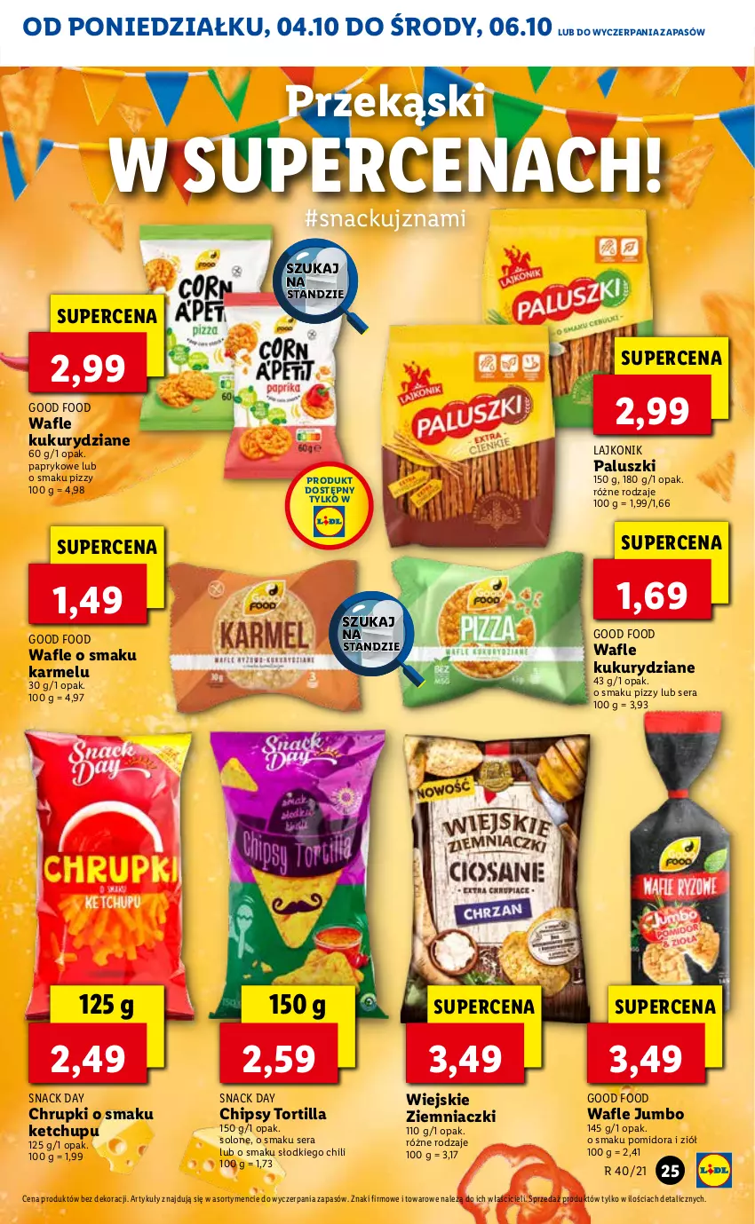 Gazetka promocyjna Lidl - GAZETKA - ważna 04.10 do 06.10.2021 - strona 25 - produkty: Chipsy, Chrupki, Ketchup, Lajkonik, Ser, Tortilla