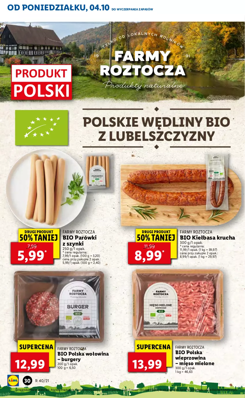 Gazetka promocyjna Lidl - GAZETKA - ważna 04.10 do 06.10.2021 - strona 30 - produkty: Burger, Fa, Kiełbasa, Kiełbasa krucha, Mięso, Mięso mielone, Parówki, Parówki z szynki, Wieprzowina, Wołowina