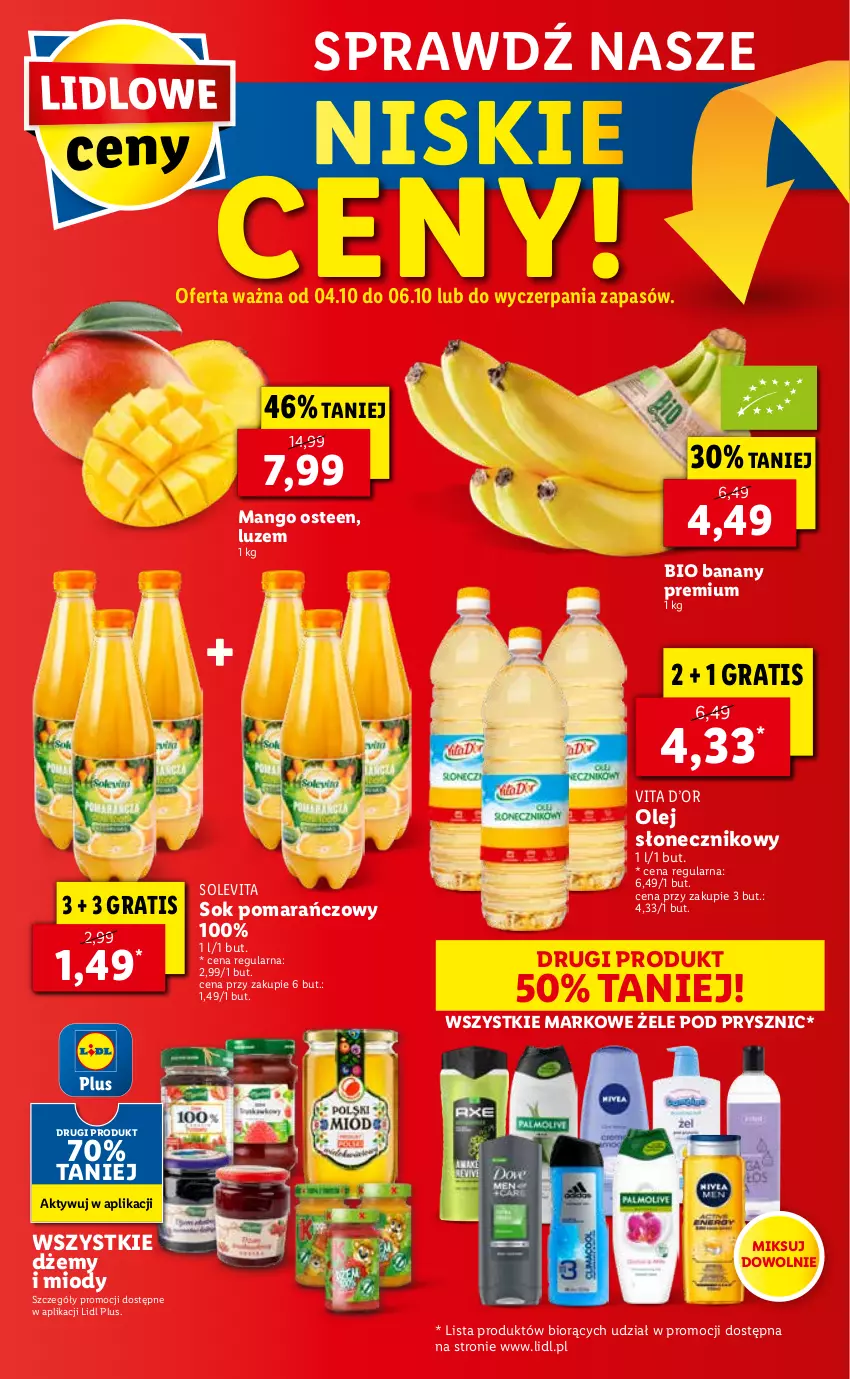 Gazetka promocyjna Lidl - GAZETKA - ważna 04.10 do 06.10.2021 - strona 60 - produkty: Banany, Dżem, Gra, Mango, Olej, Olej słonecznikowy, Sok, Sok pomarańczowy