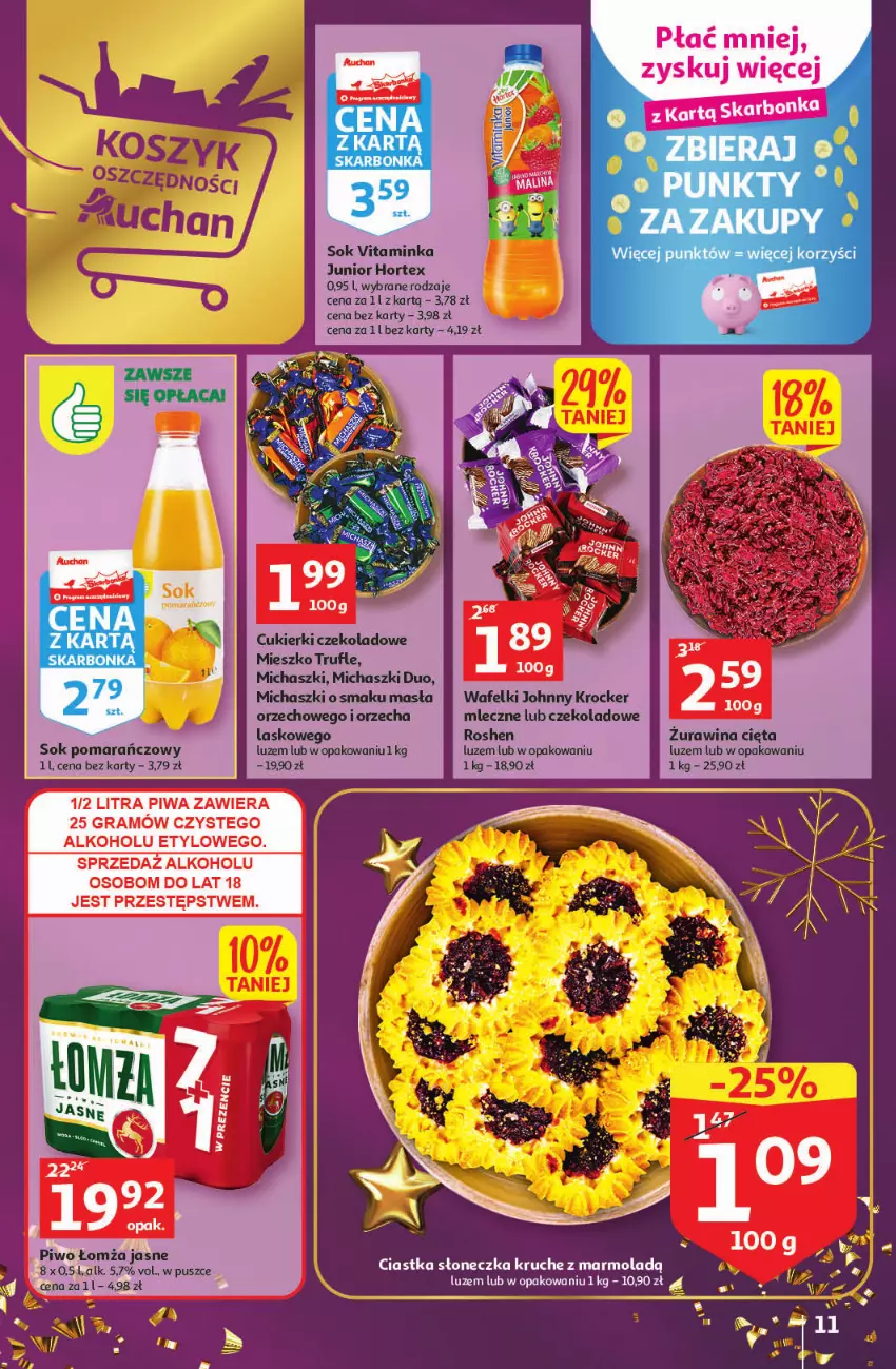 Gazetka promocyjna Auchan - Gazetka Magia Mikołajkowa Auchan Hipermarket - ważna 01.12 do 07.12.2022 - strona 11 - produkty: Ciastka, Cukier, Cukierki, Cukierki czekoladowe, Gra, Hortex, Inka, Mola, Piwa, Piwo, Sok, Sok pomarańczowy