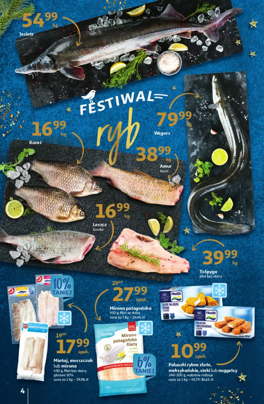 Gazetka promocyjna Auchan - Gazetka Magia Mikołajkowa Auchan Hipermarket - ważna 01.12 do 07.12.2022 - strona 4 - produkty: Fa, Glazura, Lazur, Mintaj, Miruna, Stek, Tago