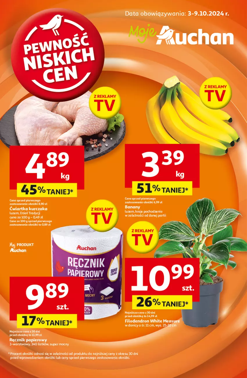 Gazetka promocyjna Auchan - Pewność Niskich Cen Moje - ważna 03.10 do 09.10.2024 - strona 1 - produkty: Banany, Fa, Kurczak, Tran