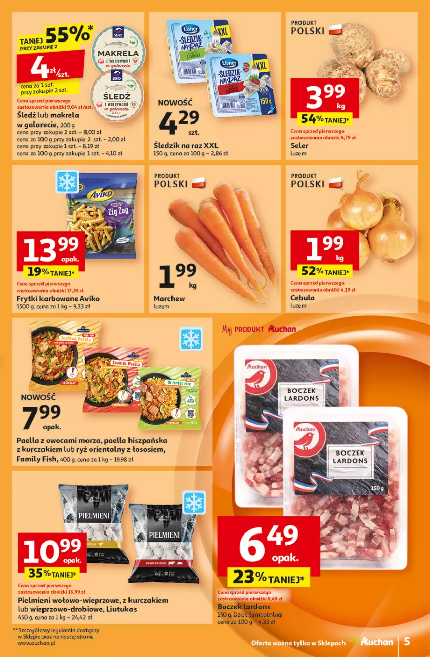 Gazetka promocyjna Auchan - Pewność Niskich Cen Moje - ważna 03.10 do 09.10.2024 - strona 7 - produkty: Boczek, Cebula, Fa, Frytki, Gala, Kurczak, Ryż, Sos