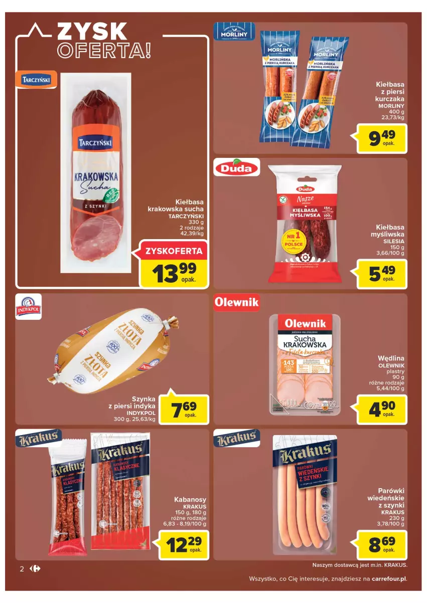 Gazetka promocyjna Carrefour - Gazetka Carrefour - ważna 28.06 do 02.07.2022 - strona 2 - produkty: Kabanos, Kiełbasa, Krakus, Kurczak, LG, Morliny, Olewnik, Tarczyński, Wędlina