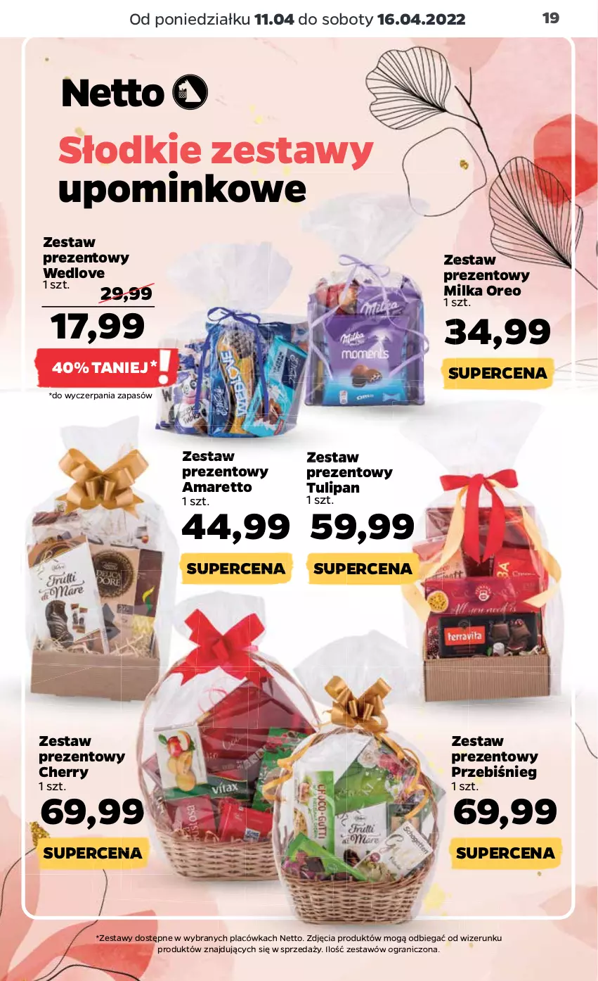 Gazetka promocyjna Netto - Gazetka spożywcza - ważna 11.04 do 16.04.2022 - strona 19 - produkty: Gra, Milka, Oreo, Tulipan, Zestaw prezentowy