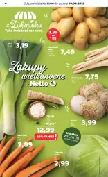 Gazetka promocyjna Netto - Gazetka spożywcza - Gazetka - ważna od 16.04 do 16.04.2022 - strona 4 - produkty: Chrzan, Por, Pietruszka, Ziemniaki, Siatka, Gala