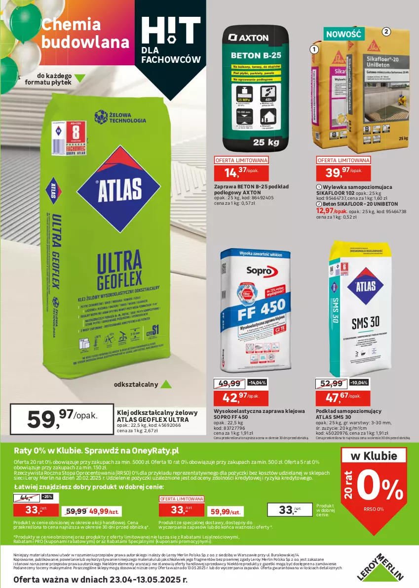 Gazetka promocyjna Leroy Merlin - Gazetka Leroy Merlin - ważna 23.04 do 13.05.2025 - strona 27 - produkty: Fa, Geoflex, Klej, Kosz, LANA, Mop, Podkład, Podkład podłogowy, Sok, Sprzedawcy, Top, Zaprawa klejowa