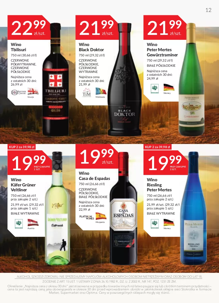 Gazetka promocyjna Stokrotka - Oferta alkoholowa - ważna 14.09 do 11.10.2023 - strona 12 - produkty: Lack, Optima, Wino