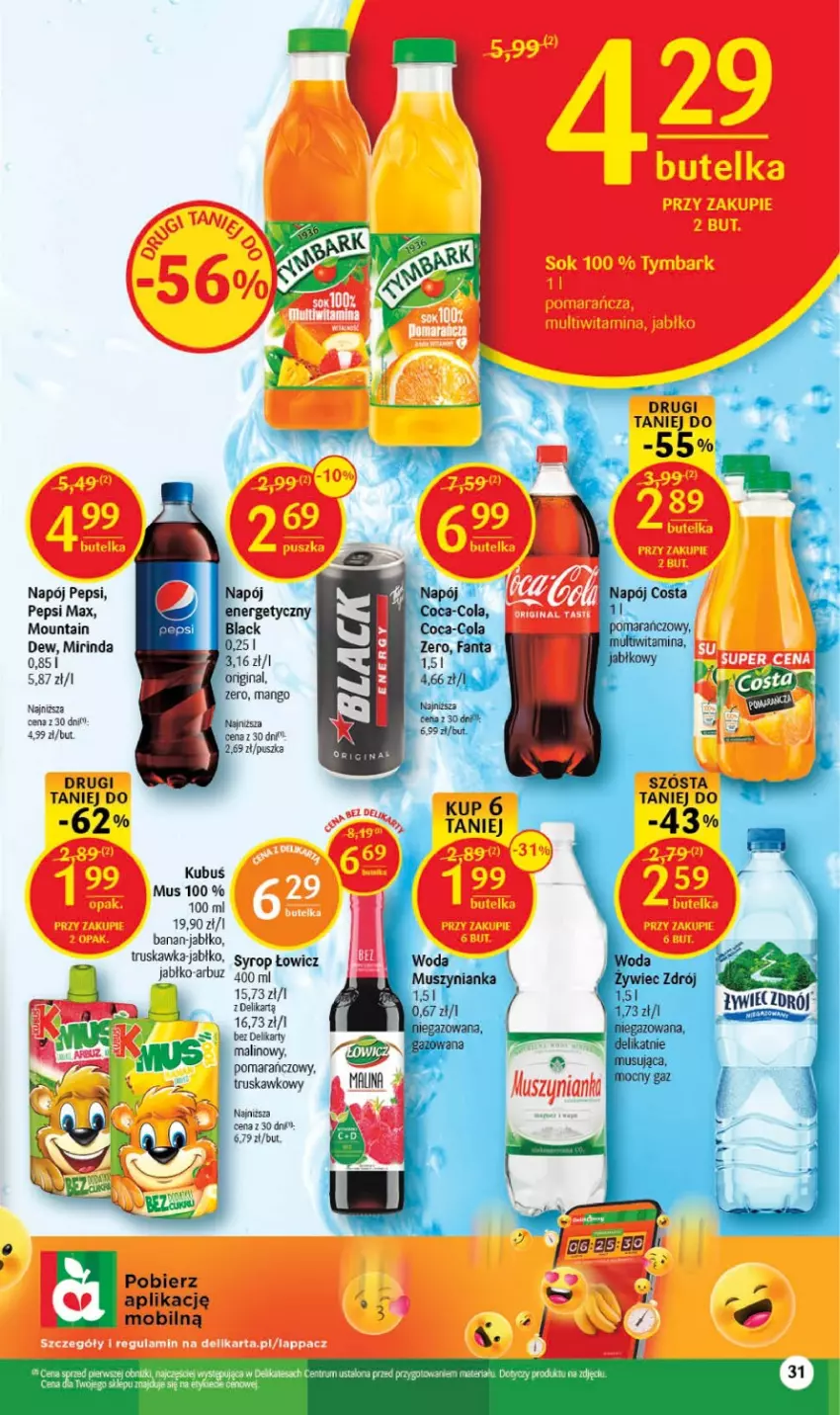 Gazetka promocyjna Delikatesy Centrum - Gazetka DC37 - ważna 21.09 do 27.09.2023 - strona 31 - produkty: Arbuz, Fa, Kubuś, Mirinda, Mobil, Mus, Napój, Pepsi, Pepsi max, Rum, Syrop