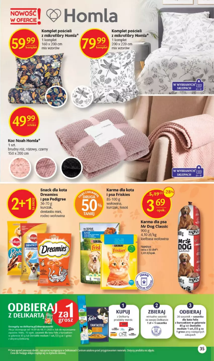 Gazetka promocyjna Delikatesy Centrum - Gazetka DC37 - ważna 21.09 do 27.09.2023 - strona 35 - produkty: Fa, Fanta, Felix, Friskies, Gala, Kiełbasa, Koc, Komplet pościeli, Kurczak, Pedigree, Pościel, Rum, Wazon, Wołowina