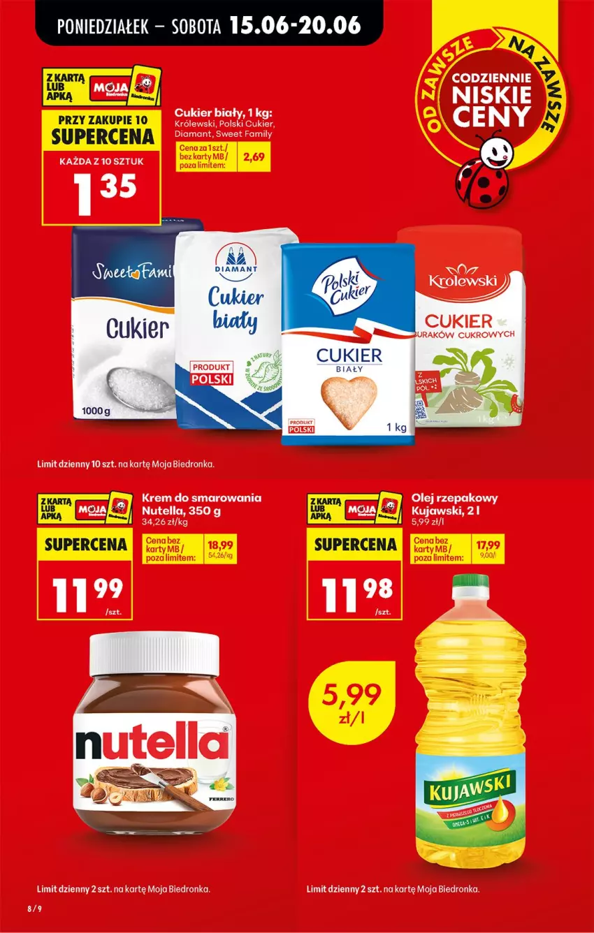 Gazetka promocyjna Biedronka - Od Poniedziałku - ważna 15.06 do 20.06.2026 - strona 12 - produkty: Cukier, Diamant, Fa, Królewski, Kujawski, Lack, Nutella, Olej, Olej rzepakowy
