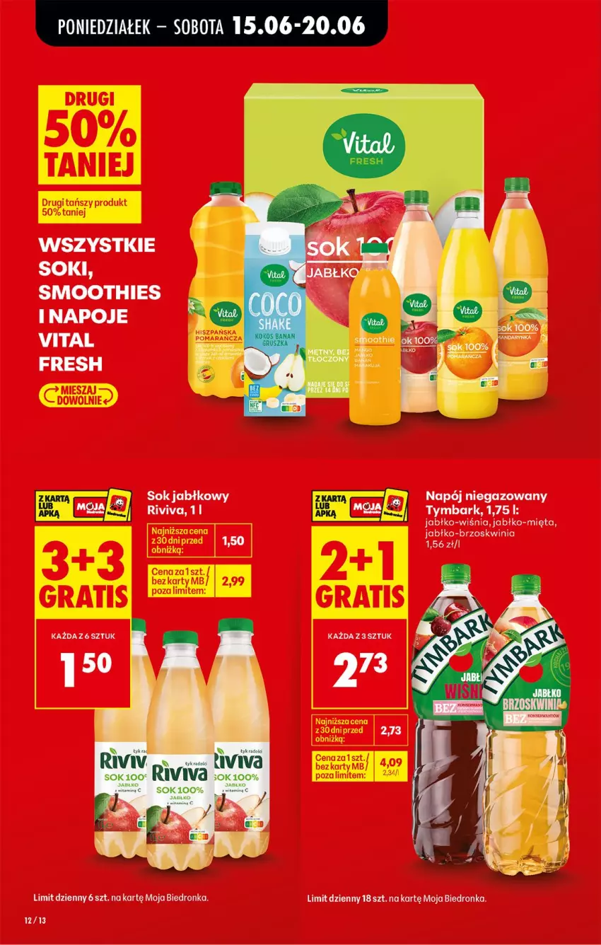 Gazetka promocyjna Biedronka - Od Poniedziałku - ważna 15.06 do 20.06.2026 - strona 16 - produkty: Mięta, Napój, Napój niegazowany, Smoothie, Sok, Sok jabłkowy