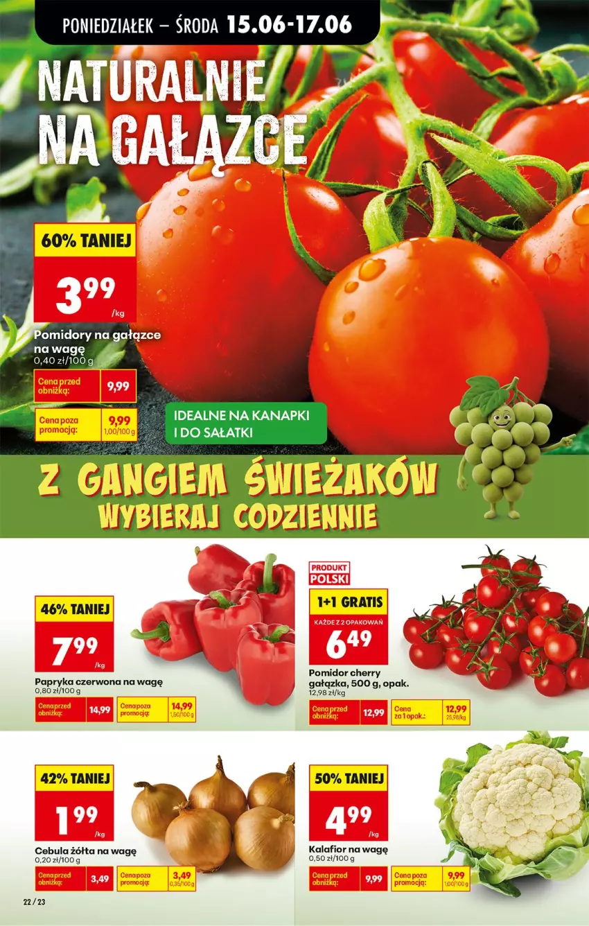 Gazetka promocyjna Biedronka - Od Poniedziałku - ważna 15.06 do 20.06.2026 - strona 26 - produkty: Cebula, Kalafior, Papryka, Papryka czerwona, Pomidory, Sałat