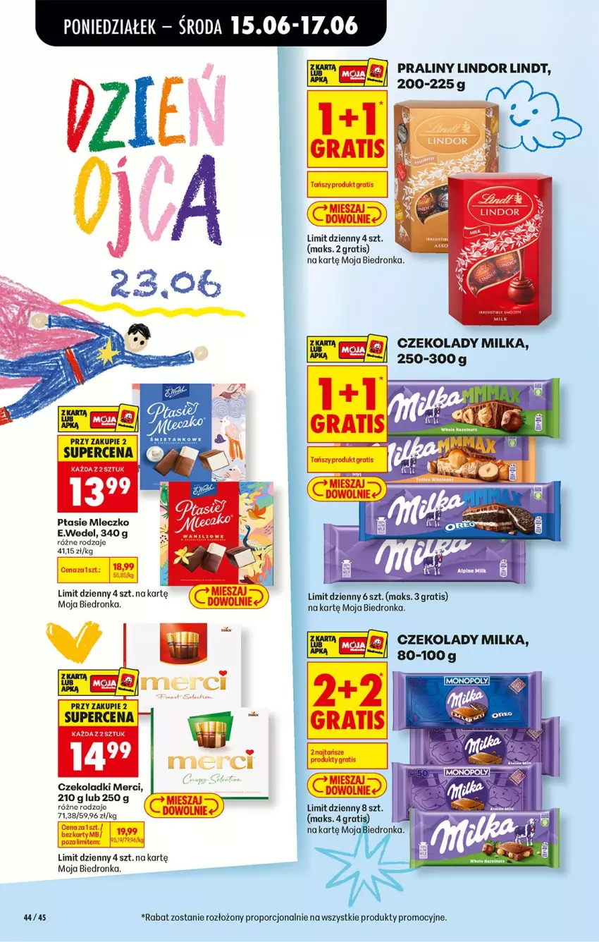 Gazetka promocyjna Biedronka - Od Poniedziałku - ważna 15.06 do 20.06.2026 - strona 60 - produkty: Gra, Lindor, Lindt, Merci, Milka, Mleczko, Por, Praliny, Ptasie mleczko