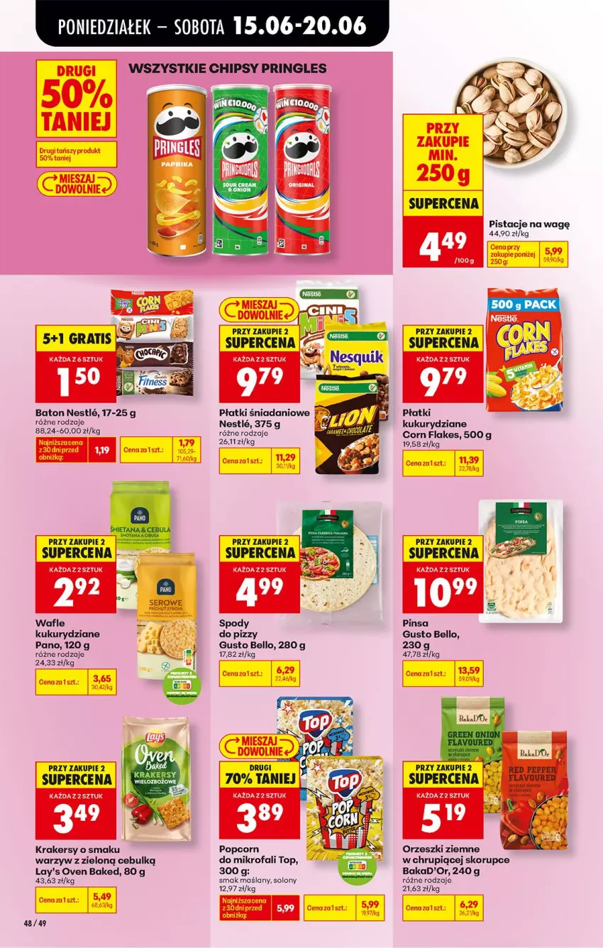 Gazetka promocyjna Biedronka - Od Poniedziałku - ważna 15.06 do 20.06.2026 - strona 66 - produkty: Baton, Bell, Cebula, Chipsy, Corn flakes, Danio, Fa, Gra, Krakersy, Orzeszki, Orzeszki ziemne, Pistacje, Popcorn, Pringles, Top, Wafle