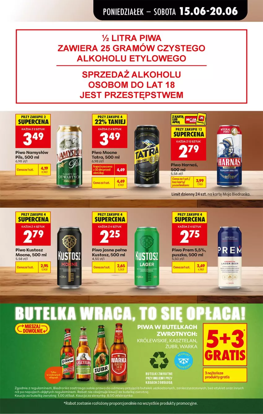 Gazetka promocyjna Biedronka - Od Poniedziałku - ważna 15.06 do 20.06.2026 - strona 73 - produkty: Harnaś, Namysłów, Piwo, Piwo jasne, Por, Tatra