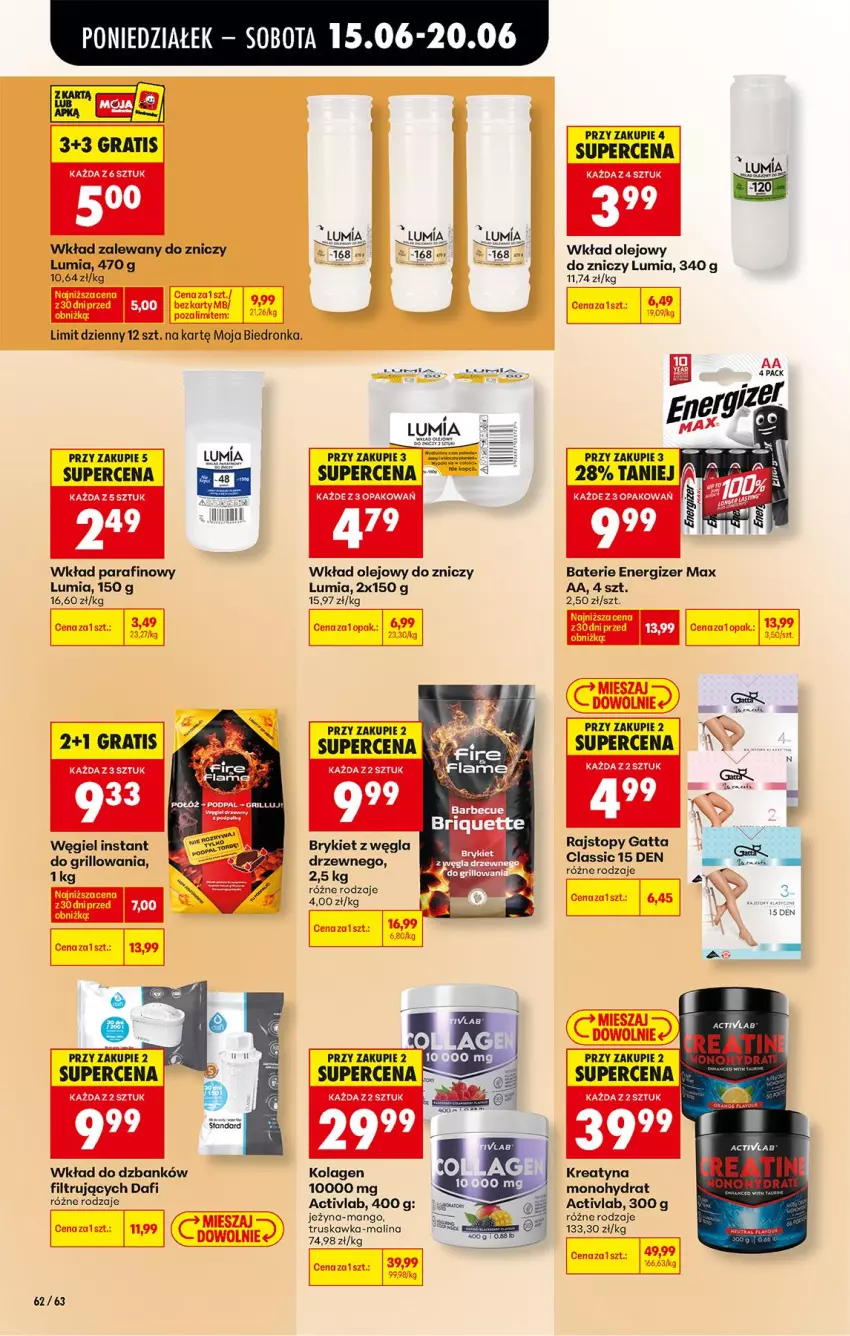 Gazetka promocyjna Biedronka - Od Poniedziałku - ważna 15.06 do 20.06.2026 - strona 82 - produkty: Energizer, Fa, Gatta, Gra, Grill, Kolagen, Mango, Olej, Rajstopy, Top, Wkład olejowy, Znicz