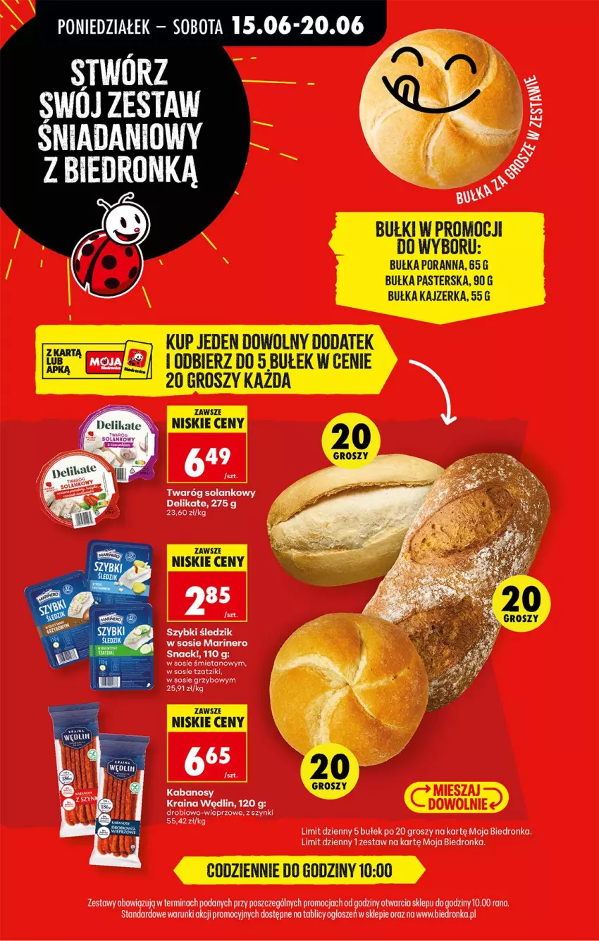 Gazetka promocyjna Biedronka - Od Poniedziałku - ważna 15.06 do 20.06.2026 - strona 9 - produkty: Bułka, Kabanos, Kajzerka, Por, Solan, Sos, Twaróg