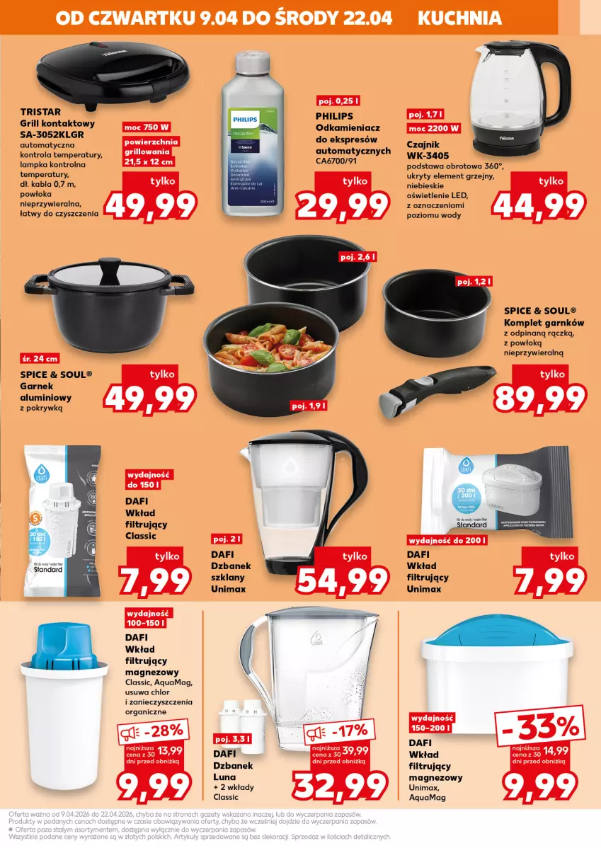 Gazetka promocyjna Kaufland - Kaufland - ważna 09.04 do 22.04.2026 - strona 15 - produkty: Czajnik, Dzbanek, Garnek, Grill, Grill kontaktowy, Kuchnia, LG, Magnez, Odkamieniacz, Philips, Wkład filtrujący