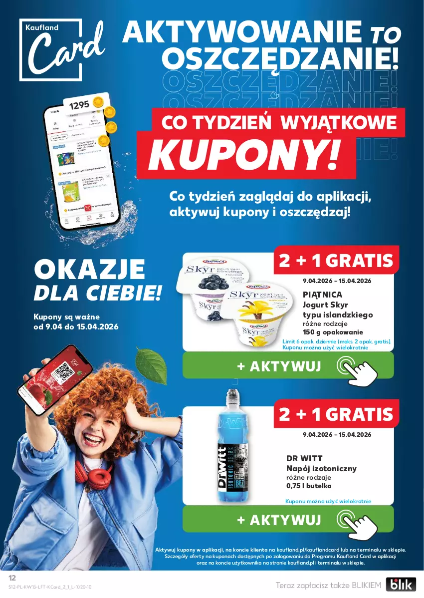 Gazetka promocyjna Kaufland - Gazetka tygodnia - ważna 09.04 do 15.04.2026 - strona 12 - produkty: Gra, Isla, Jogurt, Napój, Napój izotoniczny, Piątnica, Tera