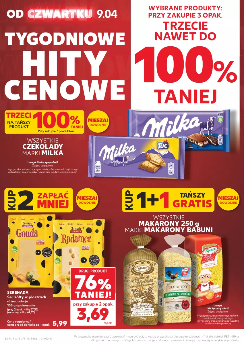 Gazetka promocyjna Kaufland - Gazetka tygodnia - ważna 09.04 do 15.04.2026 - strona 2 - produkty: Babuni, Gra, Makaron, Milka, Por, Ser, Sok, Waga