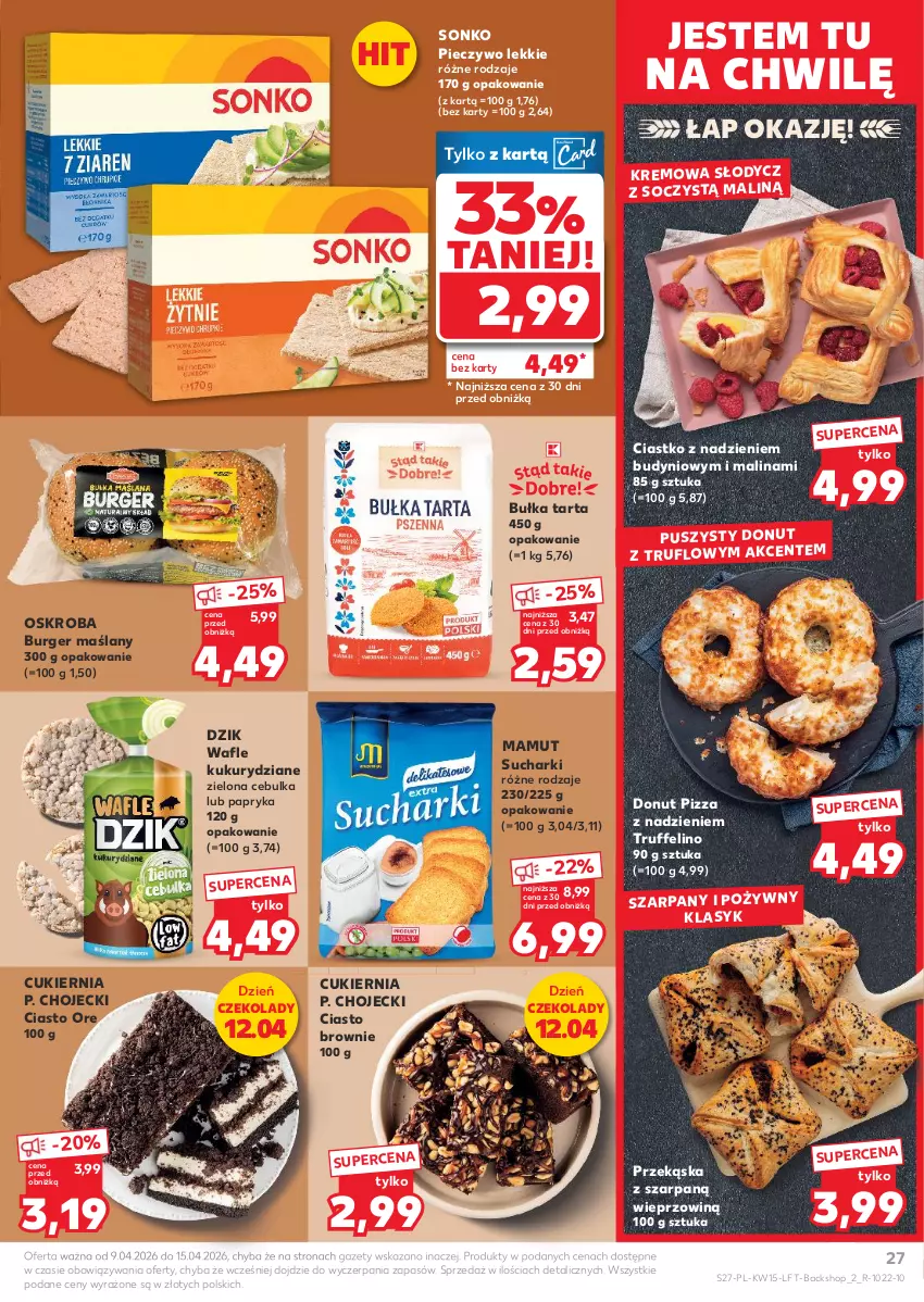 Gazetka promocyjna Kaufland - Gazetka tygodnia - ważna 09.04 do 15.04.2026 - strona 27 - produkty: Brownie, Bułka, Bułka tarta, Burger, Cukier, Donut, Papryka, Piec, Pieczywo, Pizza, Sonko, Tarta, Wafle