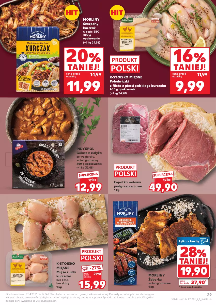Gazetka promocyjna Kaufland - Gazetka tygodnia - ważna 09.04 do 15.04.2026 - strona 29 - produkty: Kurczak, Mięso, Mięso z uda kurczaka, Morliny, Sos