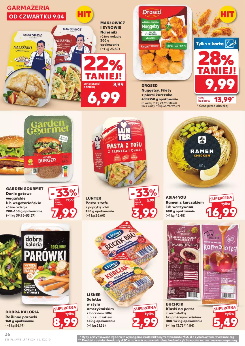 Gazetka promocyjna Kaufland - Gazetka tygodnia - ważna 09.04 do 15.04.2026 - strona 36 - produkty: Danie gotowe, Kluski na parze, Kurczak, Lisner, Naleśniki, Parówki, Sałat, Sałatka, Tofu, Warzywa