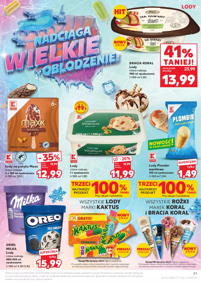 Gazetka promocyjna Kaufland - Gazetka tygodnia - ważna 09.04 do 15.04.2026 - strona 41 - produkty: Kaktus, Lody, Milka, Oreo, Por, Waga