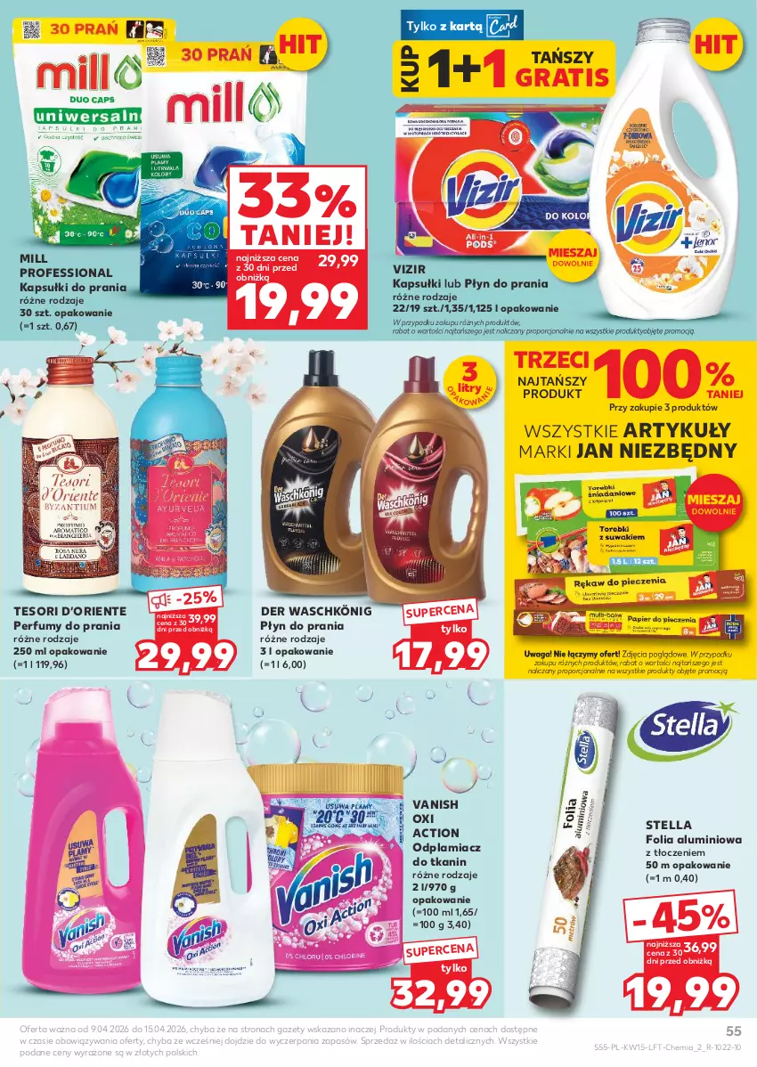 Gazetka promocyjna Kaufland - Gazetka tygodnia - ważna 09.04 do 15.04.2026 - strona 55 - produkty: Folia aluminiowa, Gra, Jan Niezbędny, Kapsułki do prania, König, Odplamiacz, Perfum, Płyn do prania, Por, Vanish, Vizir, Waga