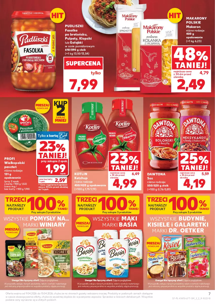 Gazetka promocyjna Kaufland - Gazetka tygodnia - ważna 09.04 do 15.04.2026 - strona 7 - produkty: Basia, Dawtona, Dr. Oetker, Fa, Gala, Galaretki, Ketchup, Kisiel, Klopsiki, Kotlin, Makaron, Pasztet, Por, Pudliszki, Pulpety, Sos, Waga, Winiary
