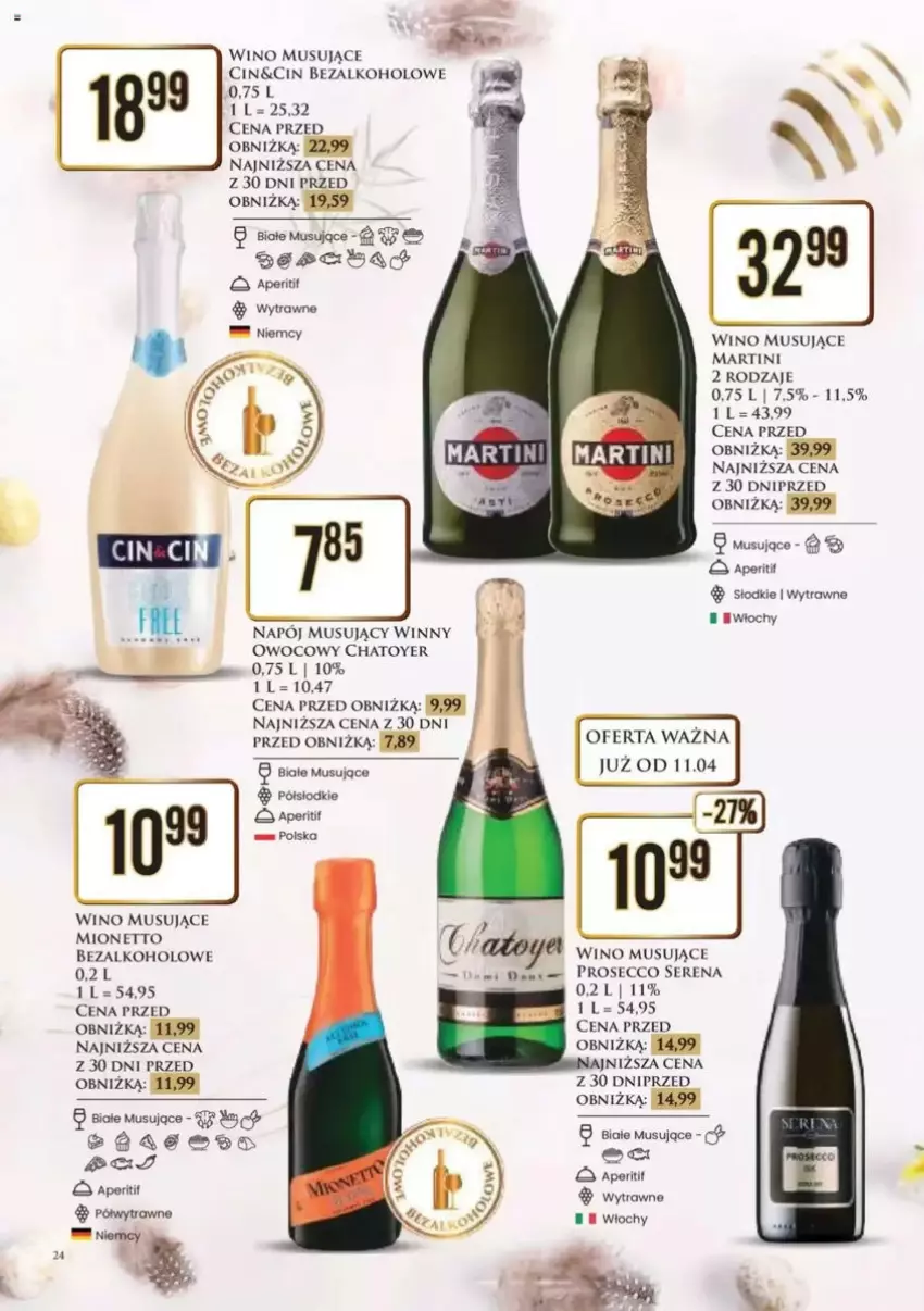 Gazetka promocyjna Dino - ważna 14.04 do 19.04.2025 - strona 17 - produkty: Martini, Mionetto, Mus, Napój, Napój musujący, Prosecco, Ser, Wino, Wino musujące