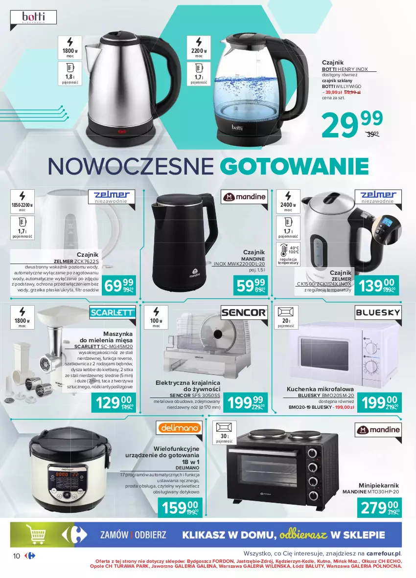 Gazetka promocyjna Carrefour - Gazetka Multimedia - ważna 15.02 do 06.03.2021 - strona 10 - produkty: Czajnik, Fa, Gra, Grzałka, HP, K2, Kuchenka mikrofalowa, Maszynka, Maszynka do mielenia, Minipiekarnik, Piekarnik, Sencor, Sok, Szatkownica, Szynka, Taca, Zelmer