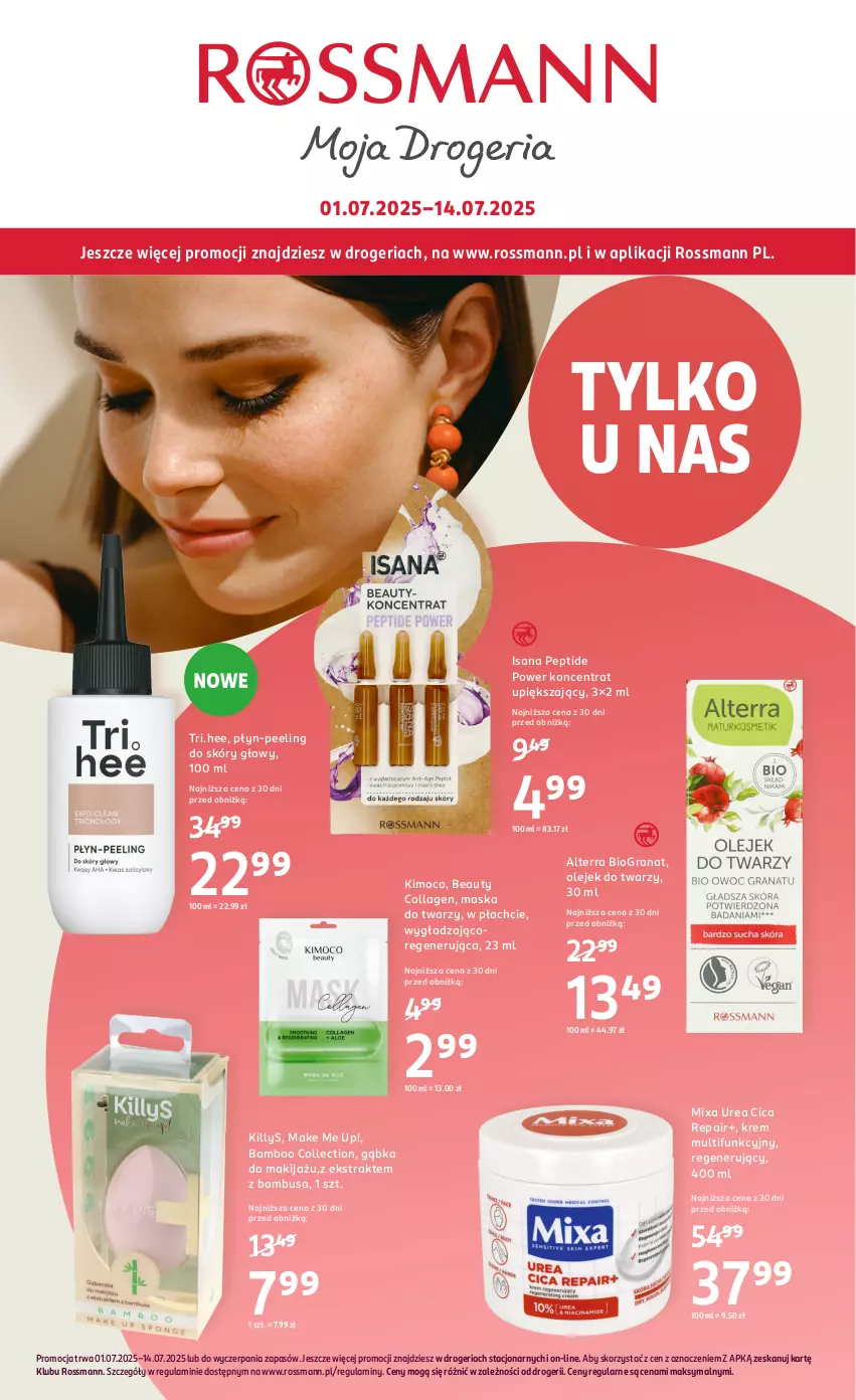 Gazetka promocyjna Rossmann - 1 lipca - ważna 01.07 do 14.07.2025 - strona 1 - produkty: Alterra, Gra, Granat, Isana, Killys, Makijaż, Maska, Maska do twarzy, Mixa, Olej, Peeling
